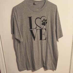 Gildan Gray Love Paw Dog Tee Size XL